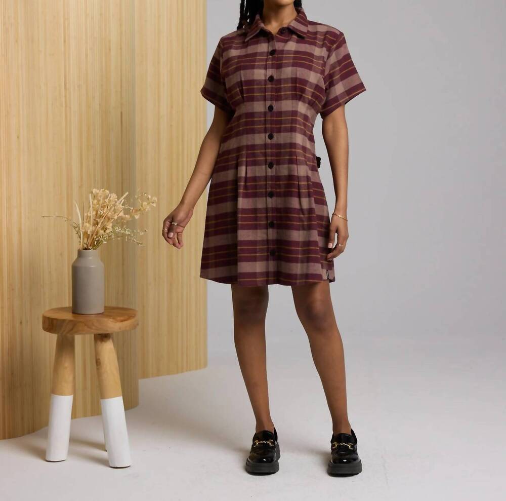 NEW KNOWN SUPPLY josephine mini dress in fudge plaid